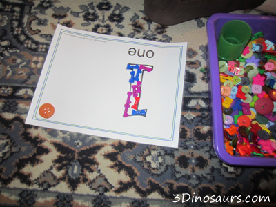 Number Button Sensory Bin
