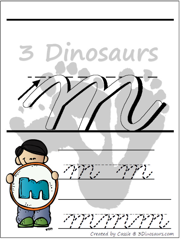 FREE ABC Lowercase Cursive Tracing Pages with Playdough Mats - 3Dinosaurs.com