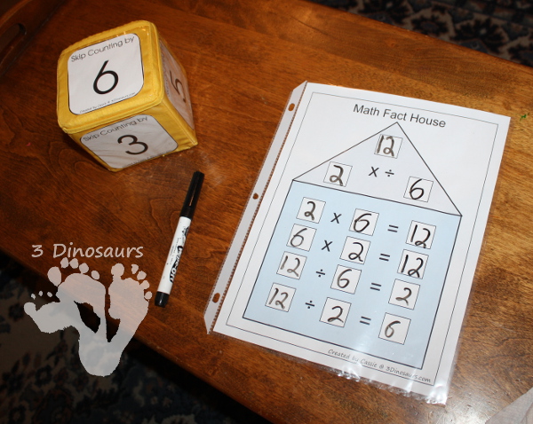 Free Math Fact Houses for Multiplication & Division Printable - 3Dinosaurs.com