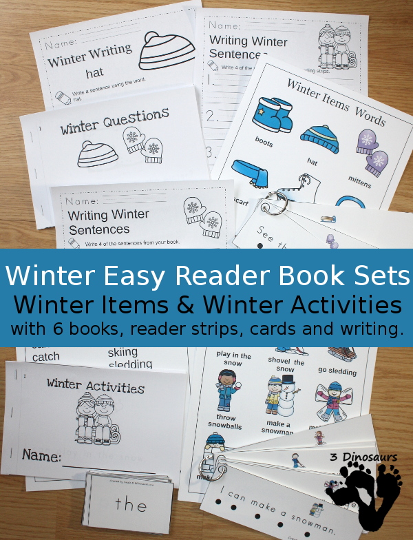 Fun Easy Reader Books With Winter Themes - 6 different books with reading strips, writing and word charts to use with the easy reader books $ - 3Dinosaurs.com