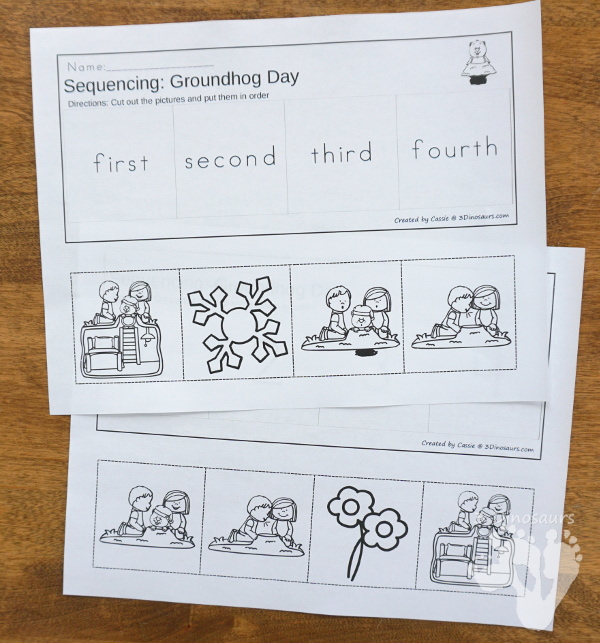 Groundhog Day Sequencing Set -  with clip cards, task cards, no-prep worksheets and easy reader books $ - 3Dinosaurs.com #printablesforkids #sequencingforkids #groundhogday #winterprintables #tpt #teacherspayteachers