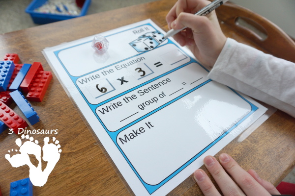 Free Multiplication Roll & Make Mat - 16 pages of printables with record sheets, building mats and counters - 3Dinosaurs.com