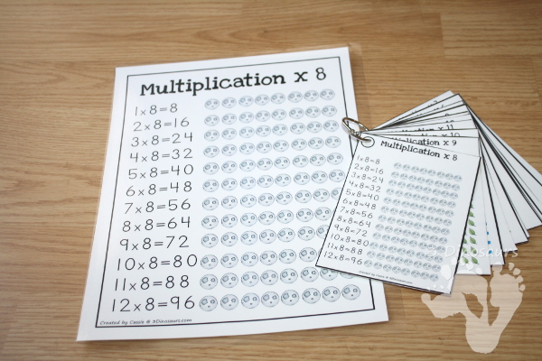 Visual Multiplication Wall Cards - with two sizes of cards for seeing multiplication- 3Dinosaurs.com