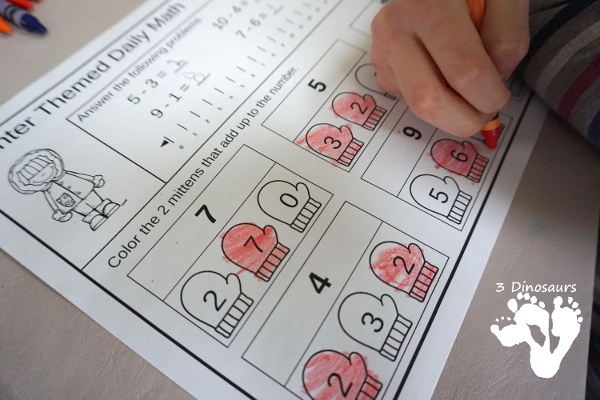 No Prep Winter Addition & Subtraction and Multiplication & Division - 30 pages no-prep printables with a mix of addition and subtraction or multiplication and division activities plus a math center activities - 3Dinosaurs.com #noprepmath #tpt #addition #subtraction #multiplication #division