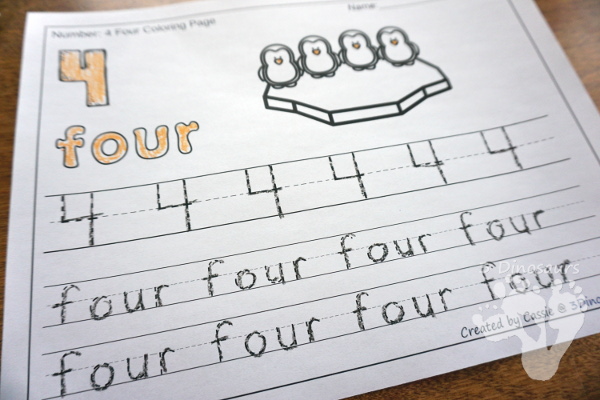 No-Prep Winter Themed Number Color and Trace - easy no-prep printables to work on numbers. Each set has 44 pages with two options for the numbers tracing or writing $ - 3Dinosaurs.com #noprepprintable #winterprintables #numbersforkids