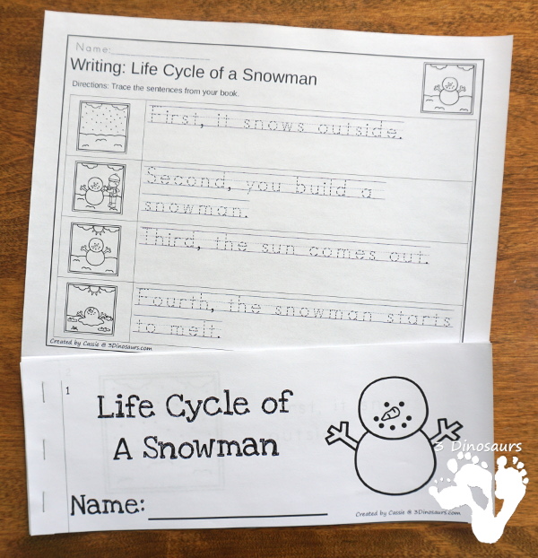 Winter Sequencing Sets -  with clip cards, task cards, no-prep worksheets and easy reader books $ - 3Dinosaurs.com #printablesforkids #sequencingforkids #winterprintables #tpt #teacherspayteachers