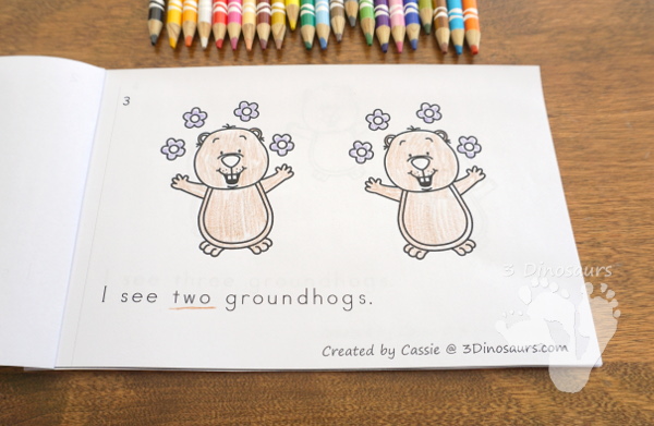 Free Counting Groundhogs Easy Reader Book - work on numbers 1 to 10 with this simple easy reader book - 3Dinosaurs.com