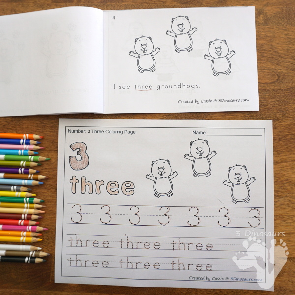 Free Counting Groundhogs Easy Reader Book - work on numbers 1 to 10 with this simple easy reader book - 3Dinosaurs.com