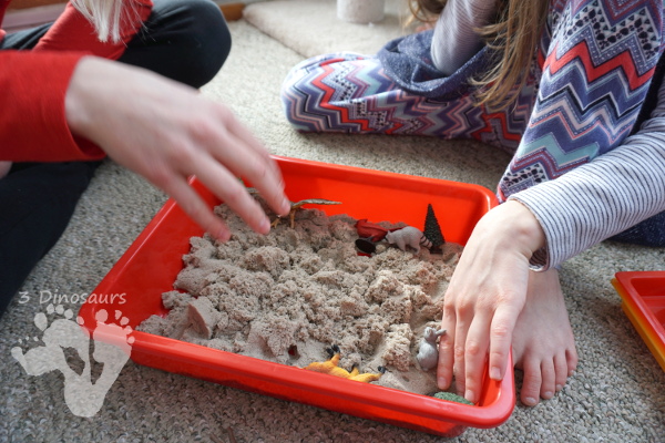 Animals in Winter Sensory Bin - a fun sensory bin to explore animals tracks and the animals awake in winter. - 3Dinosaurs.com