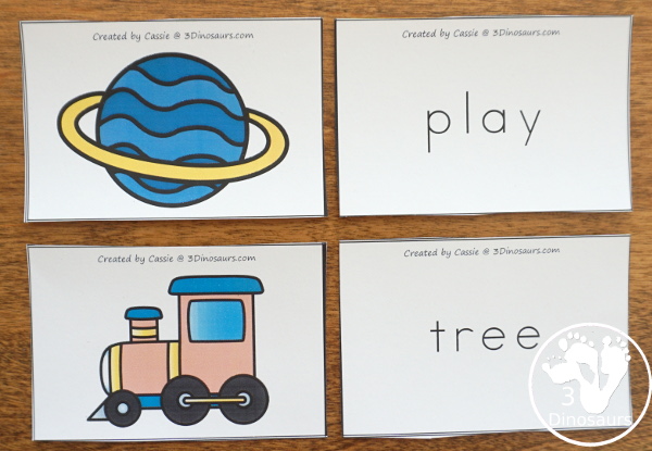 Free Blends Matching Cards Matching Cards - 20 sets of cards for matching picture and beginning word blends plus see ways to use them - 3Dinosaurs.com