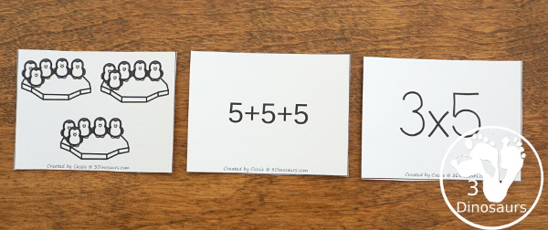 Free Penguin Multiplication by 5s Matching Cards - 1 to 12 multiplication by 5 matching three ways with matching worksheet  - 3Dinosaurs.com