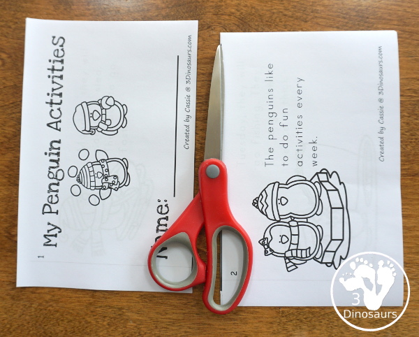 Free My Penguin Activities Easy Reader Book - with sight words they, will and Monday through Friday for calendar words  - 3Dinosaurs.com