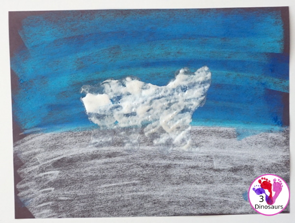 Polar Bear Pastel Chalk - a fun and simple to do a polar bear activity that is great for a winter polar animal theme - 3Dinosaurs.com