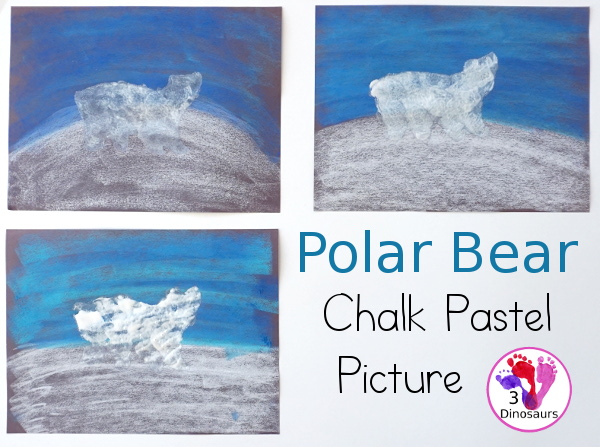 Polar Bear Pastel Chalk - a fun and simple to do a polar bear activity that is great for a winter polar animal theme - 3Dinosaurs.com