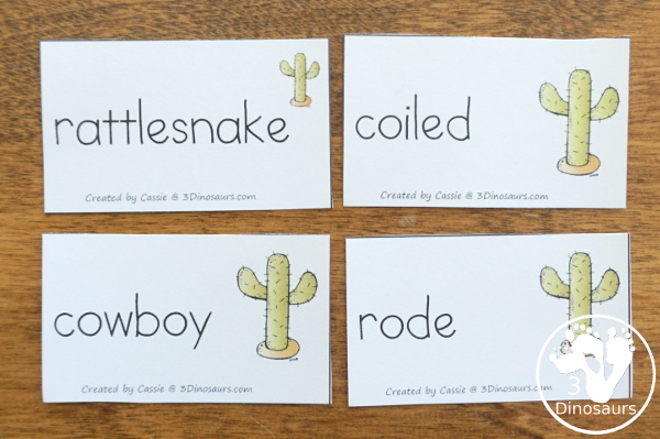 Free Wild West Sorting Nouns & Verbs - with Ghost Town at Sundown - a look at the different types of noun and verb cards - 3Dinosaurs.com