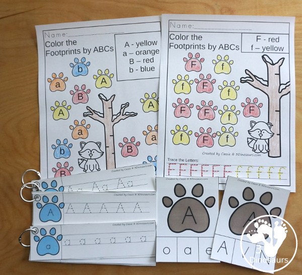 Animals In Winter Activities Pack for Alphabet - ABC find and color, ABC find color and trace, abc clip cards with uppercase and lowercase letters, ABC tracing strips with three different types - 3Dinosaurs.com