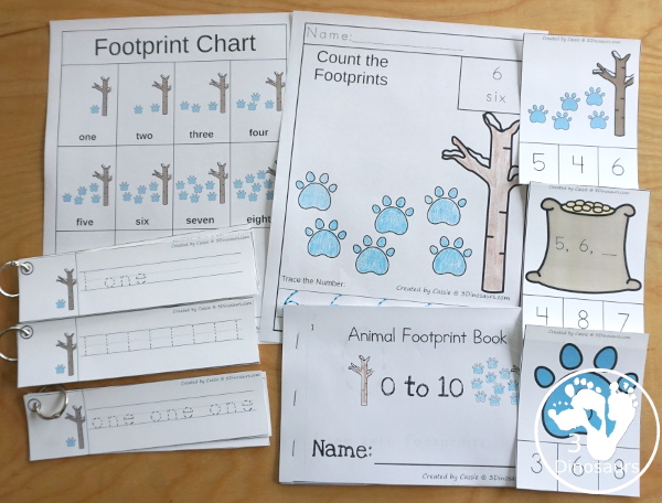 Animals In Winter Activities Pack for Numbers - three sets of number clip cards, number easy reader book, three number tracing strips, number no-prep tracing and number coloring pages  - 3Dinosaurs.com