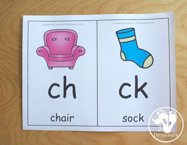 Free Digraph Wall Cards -with consonant digraphs with some beginning and ending digraphs - 3Dinosaurs.com