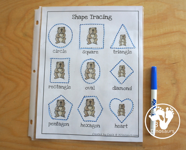 Free Groundhog Day Packs - two level of learning packs for Tot, Preschool, Prek, and Kindergarten with cards, puzzles, writing, matching, Groundhog Day Recording sheets, and more- 3Dinosaurs.com