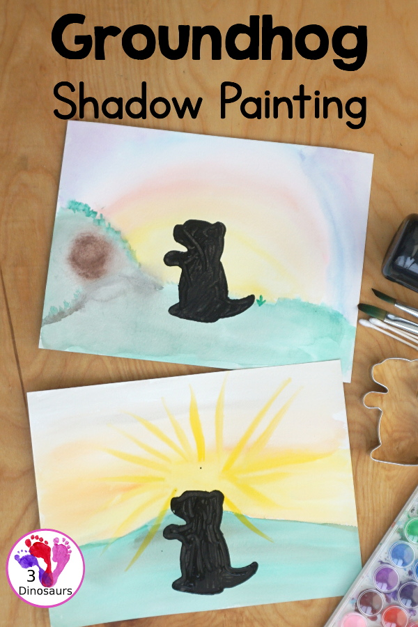 Groundhog Shadow Painting - an easy way to make a fun shadow of a groundhog with a fun painting activity - 3Dinosaurs.com