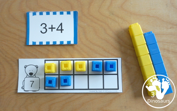 Free Polar Bear Themed Ten Frame Cards with numbers from 1 to 10 with two types of cards - with ways to work on addition - 3Dinosaurs.com