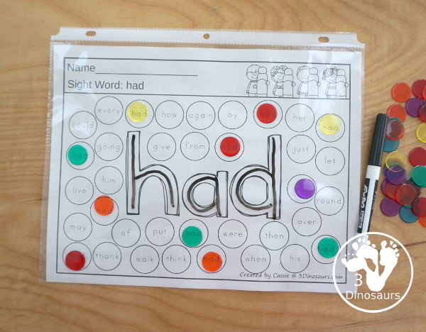 Sight Word Color The Word & Find the Word - with all 220 sight words for kids to work on learning. They color the word and then find the sight word  - 3Dinosaurs.com