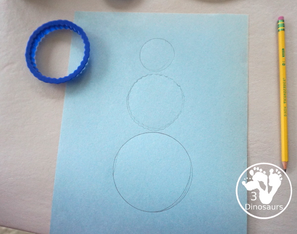 Cotton Ball Painted Snowman - an easy snowman craft that different ages can do together. You cotton balls and q-tips for painting - 3Dinosaurs.com