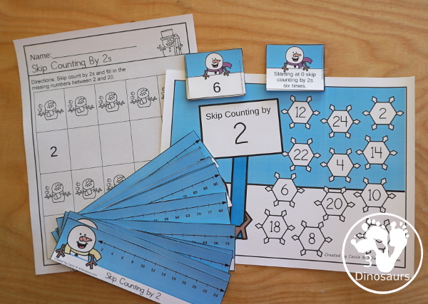 Free Snowman Skip Counting By 2 Puzzles - it has 12 piece puzzle to work on skip counting from 2 to 24  - 3Dinosaurs.com