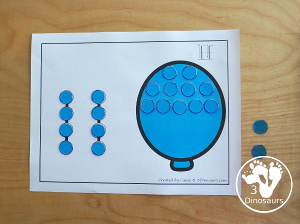 Balloon Dot the Number & Counting - Numbers 0 to 20  with dot marker numbers and counting dots on the different colored balloons - 3Dinosaurs.com