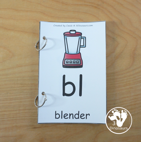 Free Blends Wall Cards: Beginning Sound Consonant Blends - with the blend, picture and matching word for the following blends bl, br, cl, cr, dr, fl, fr, gl, gr, pl, pr, sc, sk, sl, sm, sn, sp, st, sw, & tr - 3Dinosaurs.com