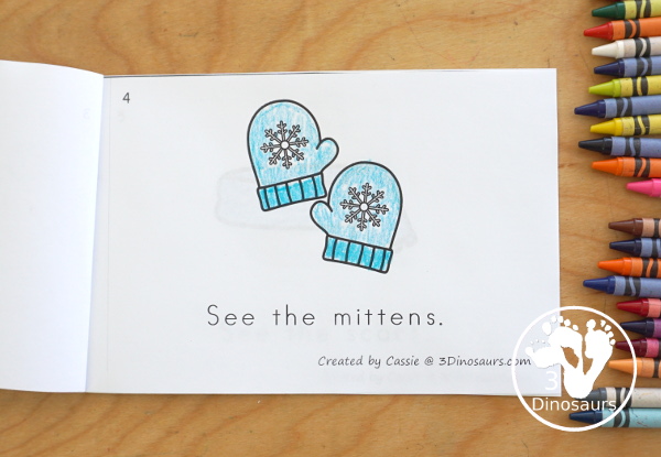 Free Winter Items Easy Reader Book - a fun book with winter items for kids to learn in an eight page book - 3Dinosaurs.com