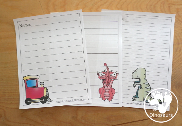 19+ Writing Paper Printables - a fun set of writing papers to print for kids to do writing. You have seasonal and non-seasonal with two different types of lines - 3Dinosaurs.com