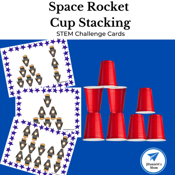 Free Space Rocket Cup Stacking STEM Challenge Cards  by JDaniel4's Mom.
