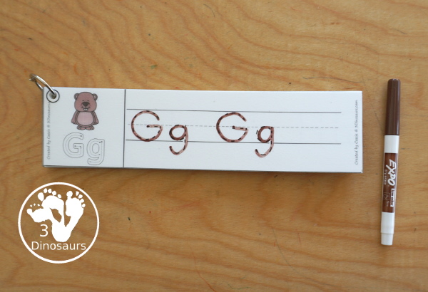 Free Groundhog ABC Tracing Strips - with uppercase and lowercase together. You have fun kids with a Groundhog- plus you can see an example of how to trace the letters - 3Dinosaurs.com