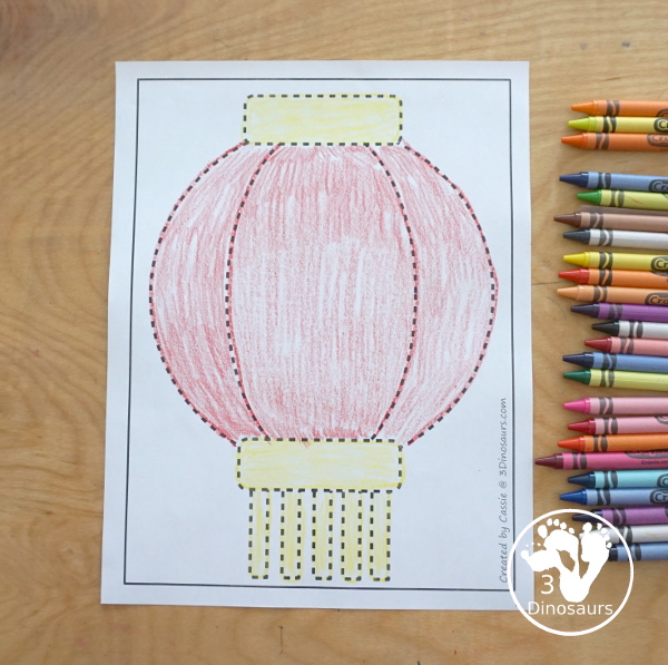 Free Lantern Fine Motor Printables  - with lantern templates, lantern tracing mat, lantern dot marker mat all to work on fine motor skills for Lunar New Years and Chinese New Year- 3Dinosaurs.com- 3Dinosaurs.com