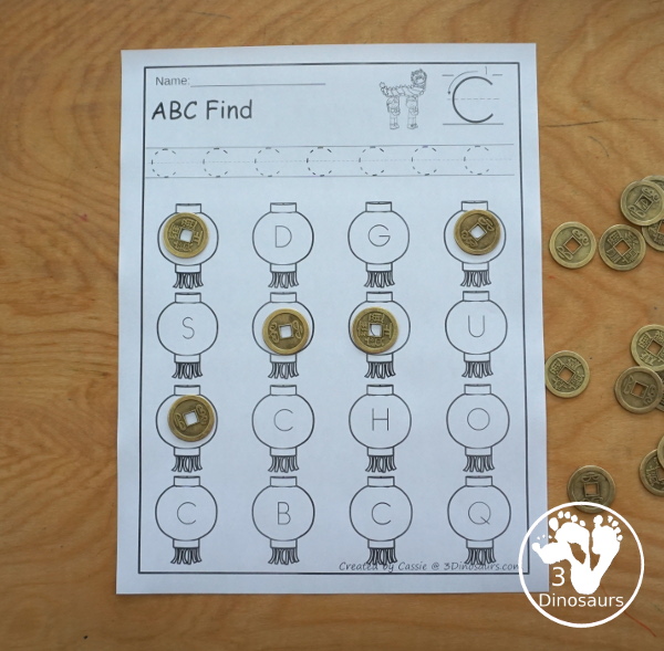  Lunar New Year ABC Letter Find has all 26 letters of the alphabet with uppercase and lowercase options. You trace the letters and then find the letters - 3Dinosaurs.com