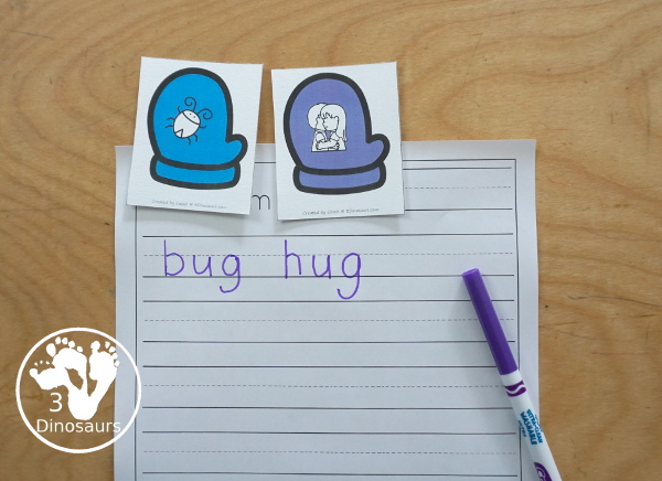 Free Mittens Rhyming Matching CVC Words - You have 12 rhyming matching CVC words for kids to match. With three short a, two short e, two short i, three short o, and two short u - 3Dinosaurs.com