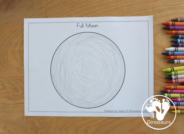 Free Phases of the Moon Fine Motor Mat Printables - with the phases of the moon templates, phases of the moon tracing, and phases of the moon dot marker pages for learning the 8 phases of the moon with kids. - 3Dinosaurs.com
