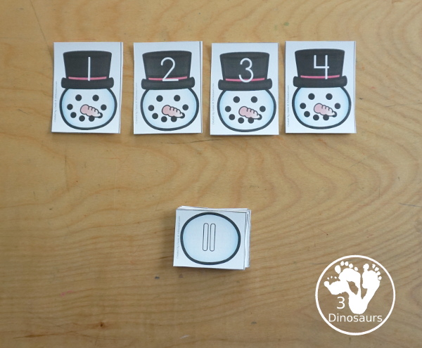 Free Snowman Number Sense from 1 to 20 with matching several different number types to the numerical number including tally marks, dominos, number word, ten frames, and tens and ones to build a snowman - 3Dinosaurs.com