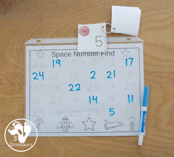 Free Space Number Find And Tracing Printables - you have numbers 1 to 30 for kids to trace or find with a fun space theme - 3Dinosaurs.com