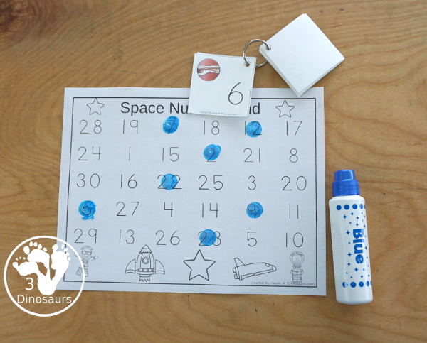 Free Space Number Find And Tracing Printables - you have numbers 1 to 30 for kids to trace or find with a fun space theme - 3Dinosaurs.com