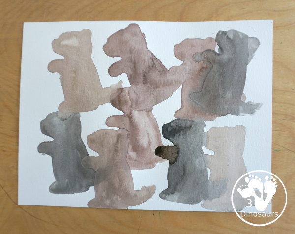 Groundhog Watercolor Painting with A Cookie Cutter - a fun way to see shadows of the groundhog and a fun fine painting activity for kids.- 3Dinosaurs.com