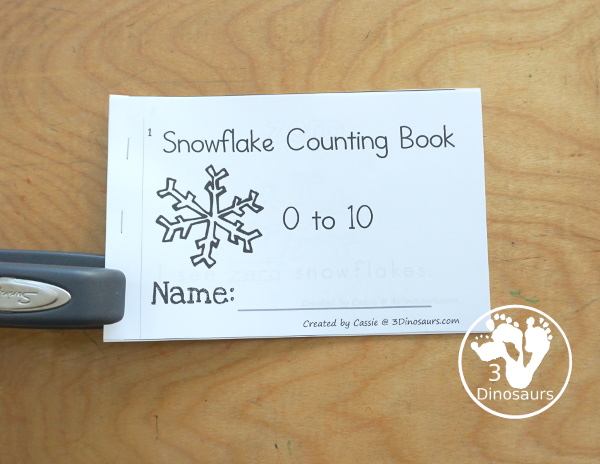 Free Snowflake Number Word Counting Book Printable - with numbers from - to 10 for tracing, coloring and counting snowflake - 3Dinosaurs.com