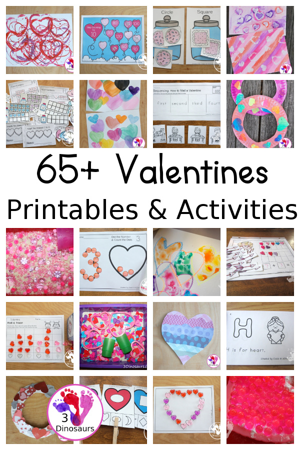 Valentines Activities & Printables on 3Dinosaurs.com