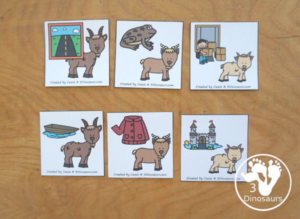 Free Three Billy Goat Long Vowel Sorting: OAD, OAT, OLD, & OW - work on sorting three long vowel words with the same word ending. A great way to see pictures of the words and great story for sorting the three goats - 3Dinosaurs.com