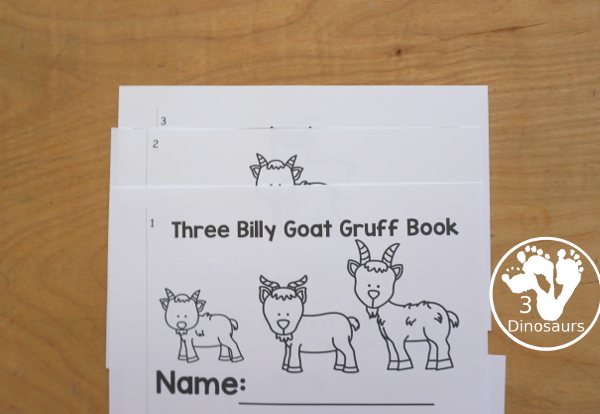 Free Three Billy Goats Easy Reader Book with Tracing has a fun 6 page book with different words from the story for kids to trace the word and then read the sentence for the word. A super simple, easy reader book for kids. - 3Dinosaurs.com