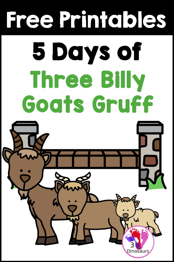 5 Day of Free Three Billy Goats Gruff Printables - a fun mix of math and language activities for kids to do with the Three Billy Goats Gruff story. - 3Dinosaurs.com