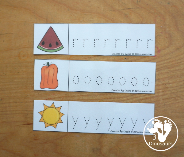 Free Color Word Tracing Strip Printables - tracing strips with the color word, color word beginning sound, and writing the color word. You have 11 color words for kids to learn. - 3Dinosaurs.com