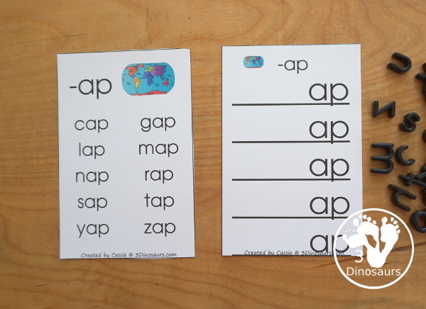 CVC Word Family Ladder Printables - 22 CVC word ladders for kids to build CVC words.  A great hands-on word building activity- 3Dinosaurs.com