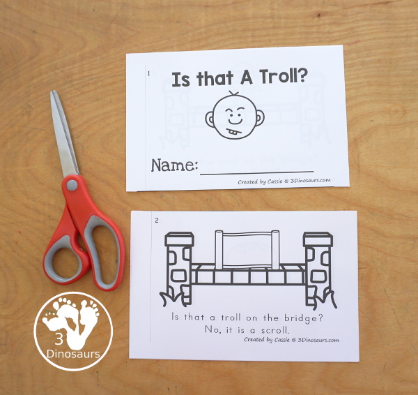 Free Three Billy Goat Gruff Is that A Troll Book - a simple book with silly things in place of the troll on the bridge. And kids will have fun reading it and working on oll words. - 3Dinosaurs.com